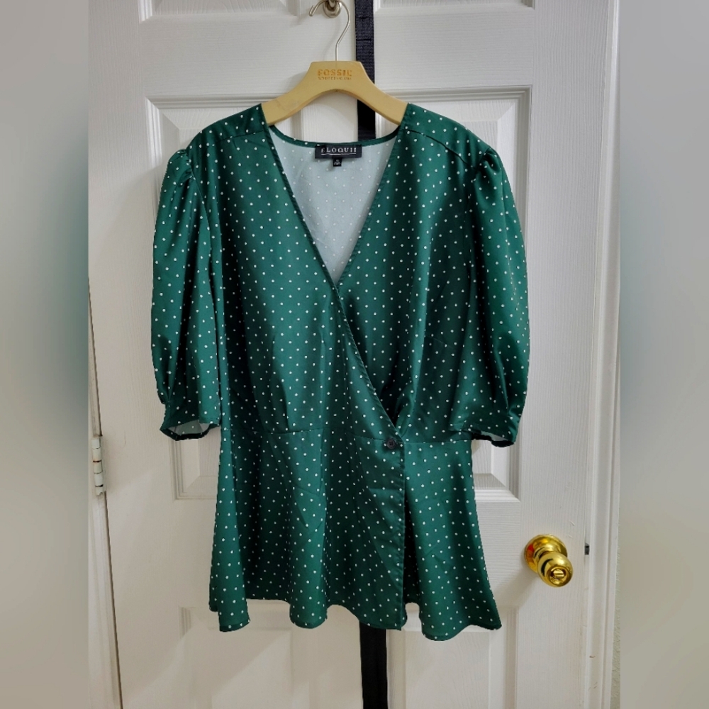 Green Peplum Style Blouse - Size 20
